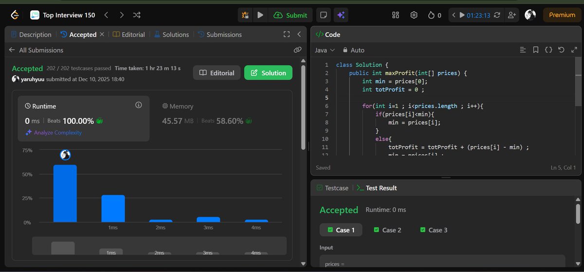xiaoshicodes's tweet image. Day 27
solved a medium level question on #leetcode 
-it is similar to the first version of this problem , just needed to find a logic to get cumulative profits 
#100DaysOfCode