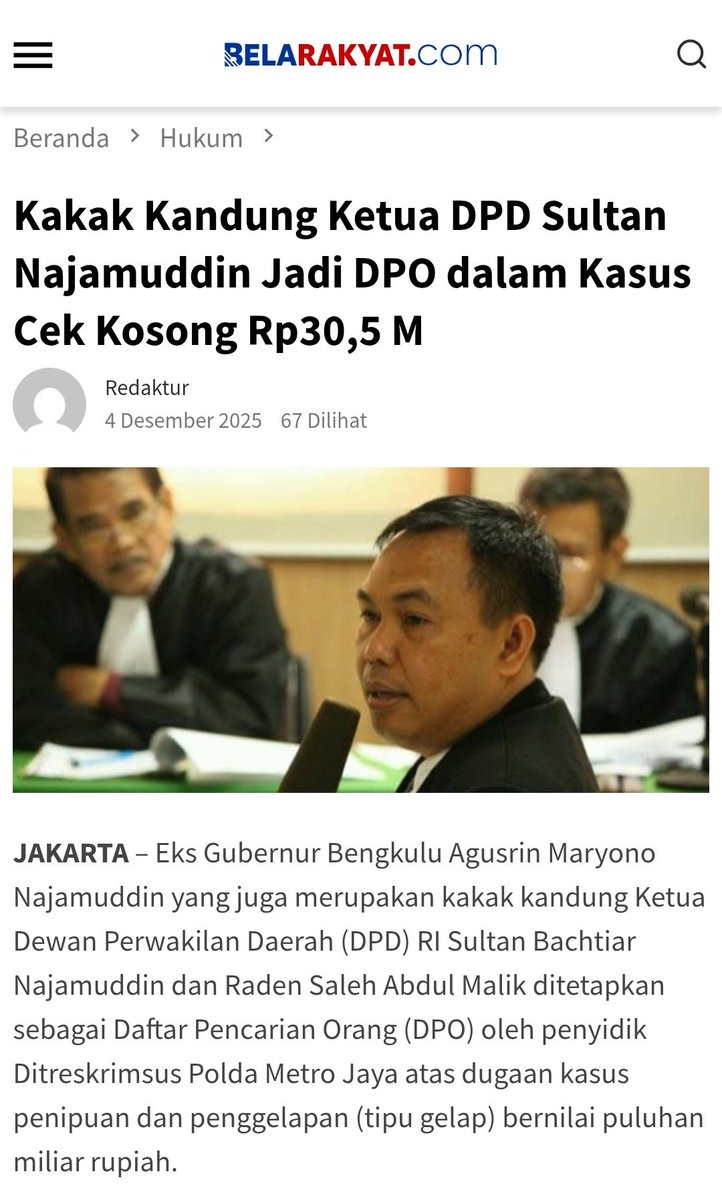 <a href="/tempodotco/">tempo.co</a> Halah bilang harga diri: abang luw aja lagi DPO kasus cek kosong Rp30,5 M