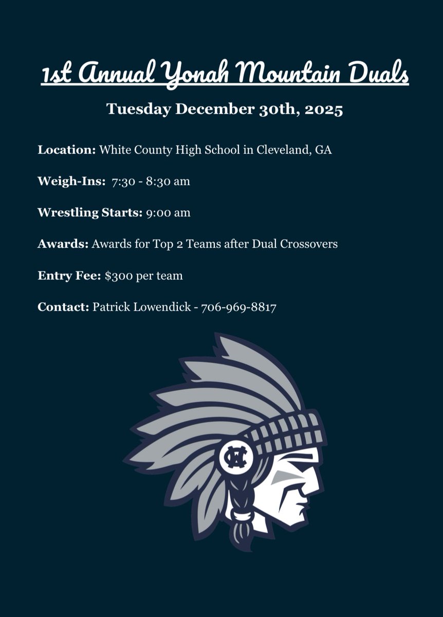 WCHStakedown's tweet image. Looking for one more team for our annual duals tournament. Contact Patrick Lowendick for information