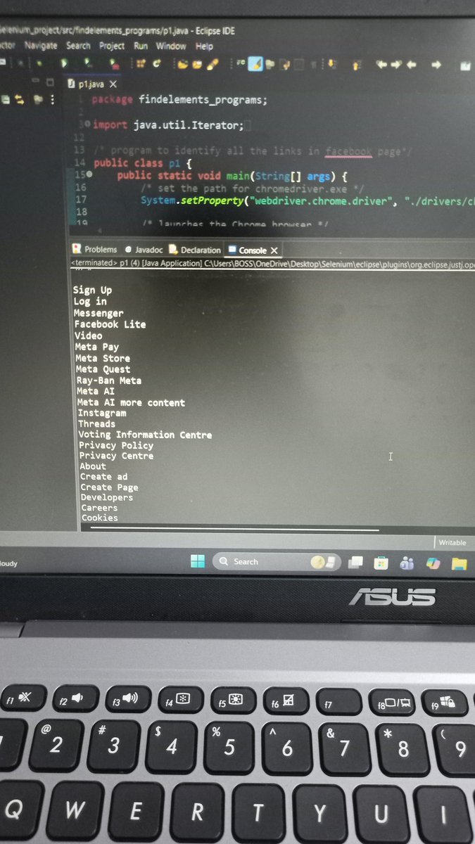 Abhi936089511's tweet image. Day 90 of my Continuous Learning 🚀
Identifying Facebook links from a list using Iterator, ListIterator, and forEach.
Exploring different ways of traversing collections in Java and improving my automation skills! 💻✨
#Java #Selenium #AutomationTesting #100DaysOfCode