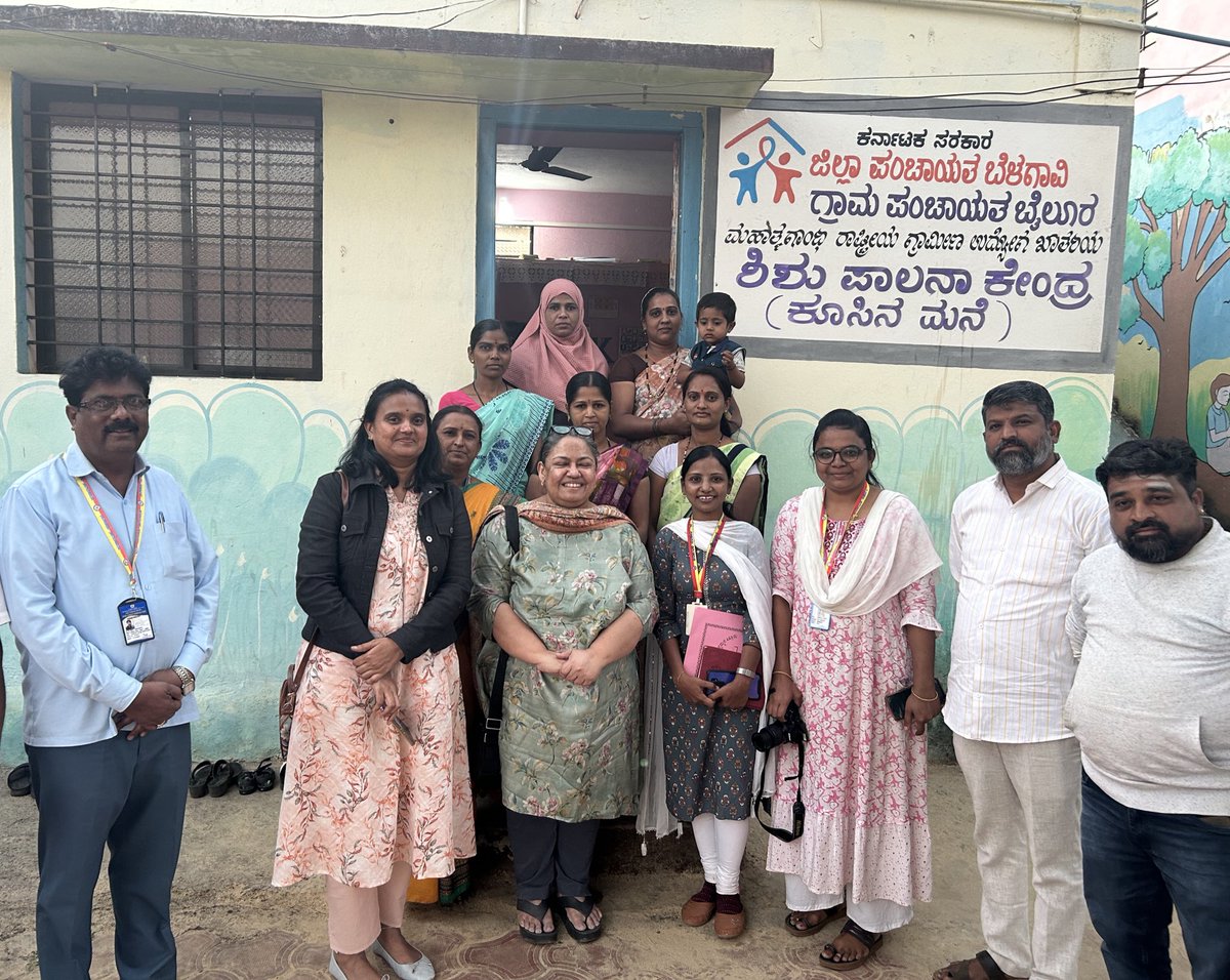 With crèche caregivers and local community members at the Koosinamane childcare centre in Bailoor, Belagavi. #childcare #womenslivelihoods