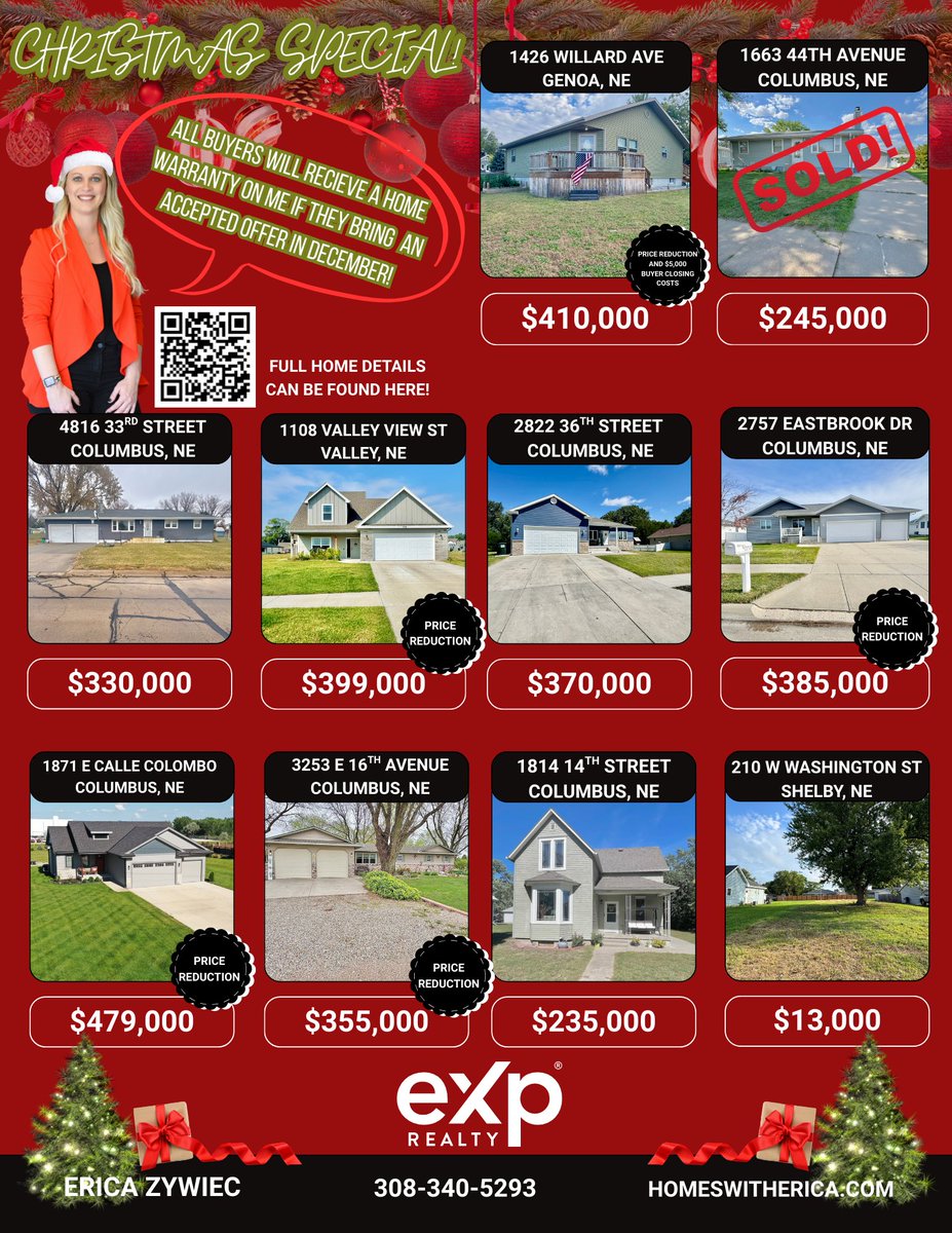 A FREE 1 year home warranty on me when you go under contract with one of these homes in December!