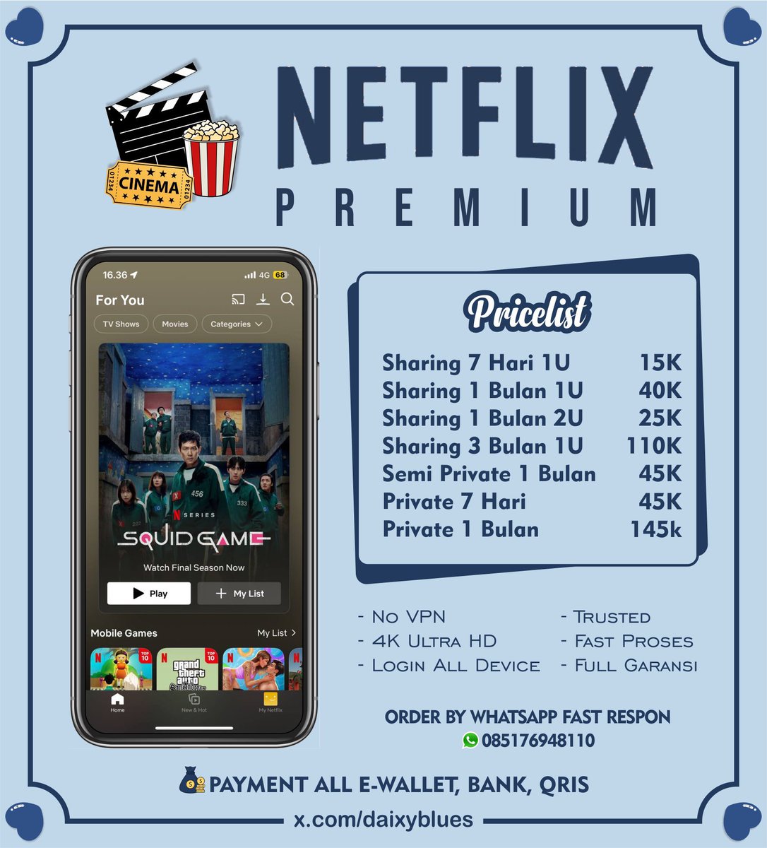 ✿ ina ; jual netflix murce tweet media