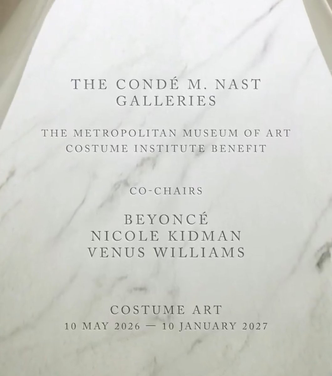 beyoncepress's tweet image. 🚨🚨🚨 Beyoncé will co-chair the 2026 Met Gala along with Venus Williams and Nicole Kidman.
