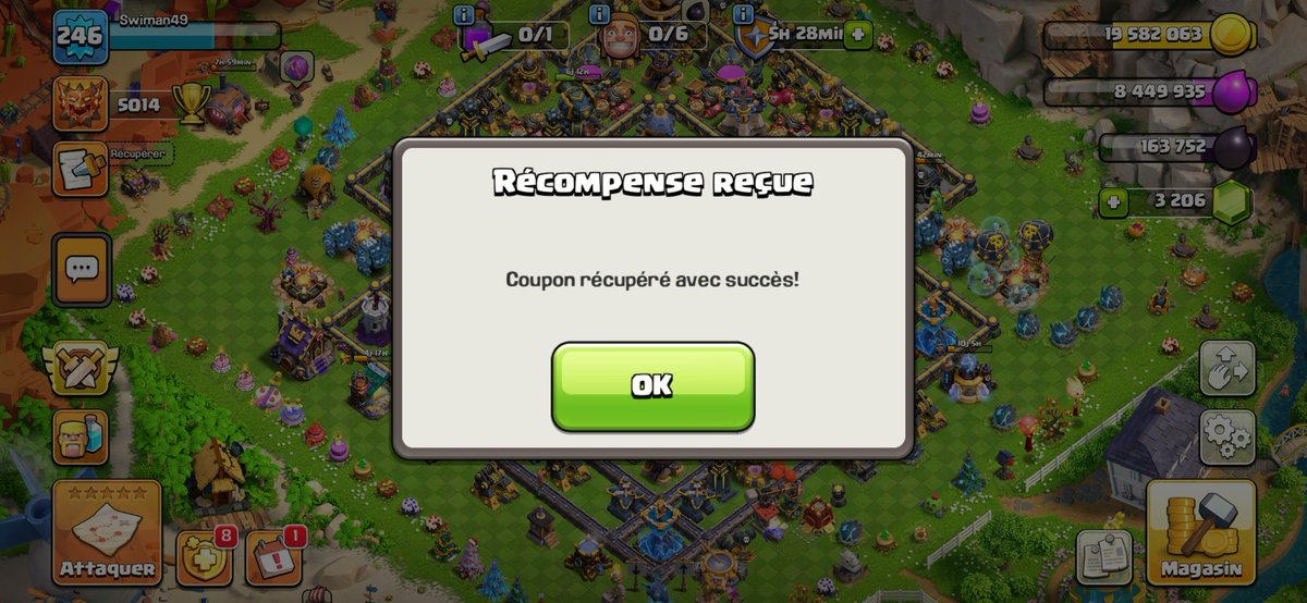 SwiiimMat's tweet photo. @Elchiki_coc Je les ai eu en PV, ont a rigolé sur mon pseudo et ils m'ont filé 3000 gemmes 🤣 https://t.co/GZtMS9h05w