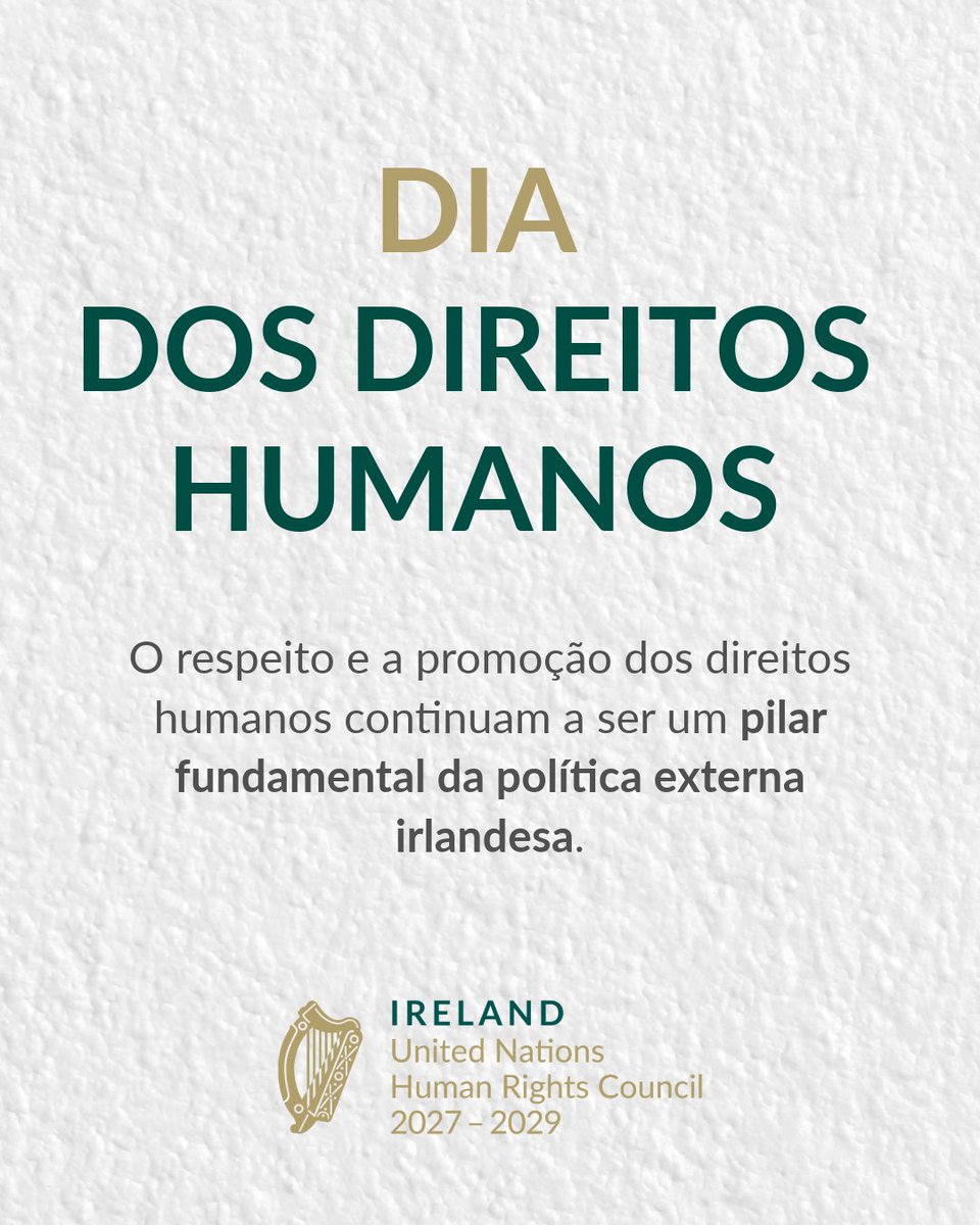 Hoje é o Dia dos Direitos Humanos. 

Em um momento de desafios globais significativos, o respeito e a promoção dos direitos humanos continuam sendo um pilar fundamental da política nacional e externa da Irlanda. 

<a href="/IrishMissionUN/">Ireland at UN</a>
