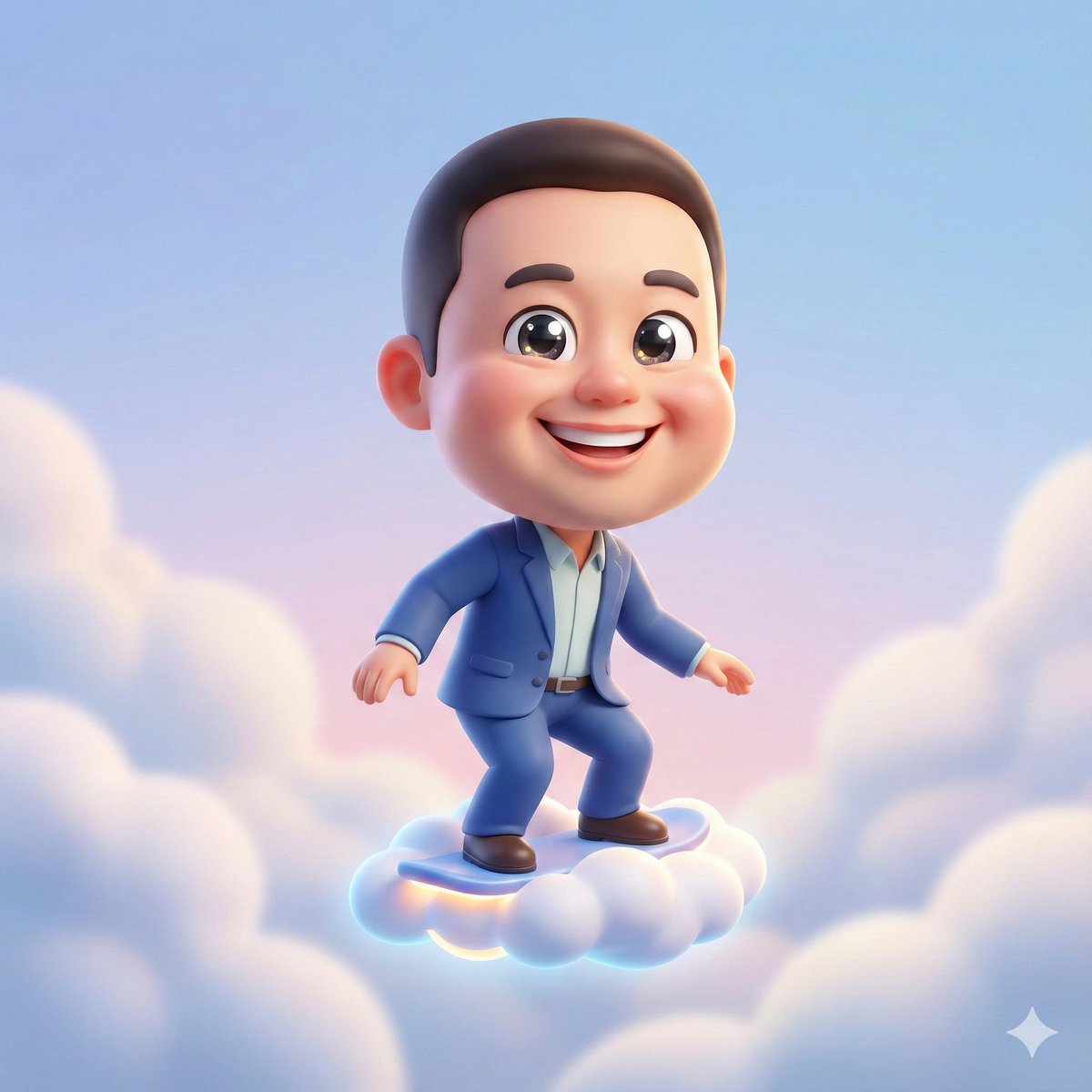 3D Caricature of Celebrity Riding a Cloud — example 3