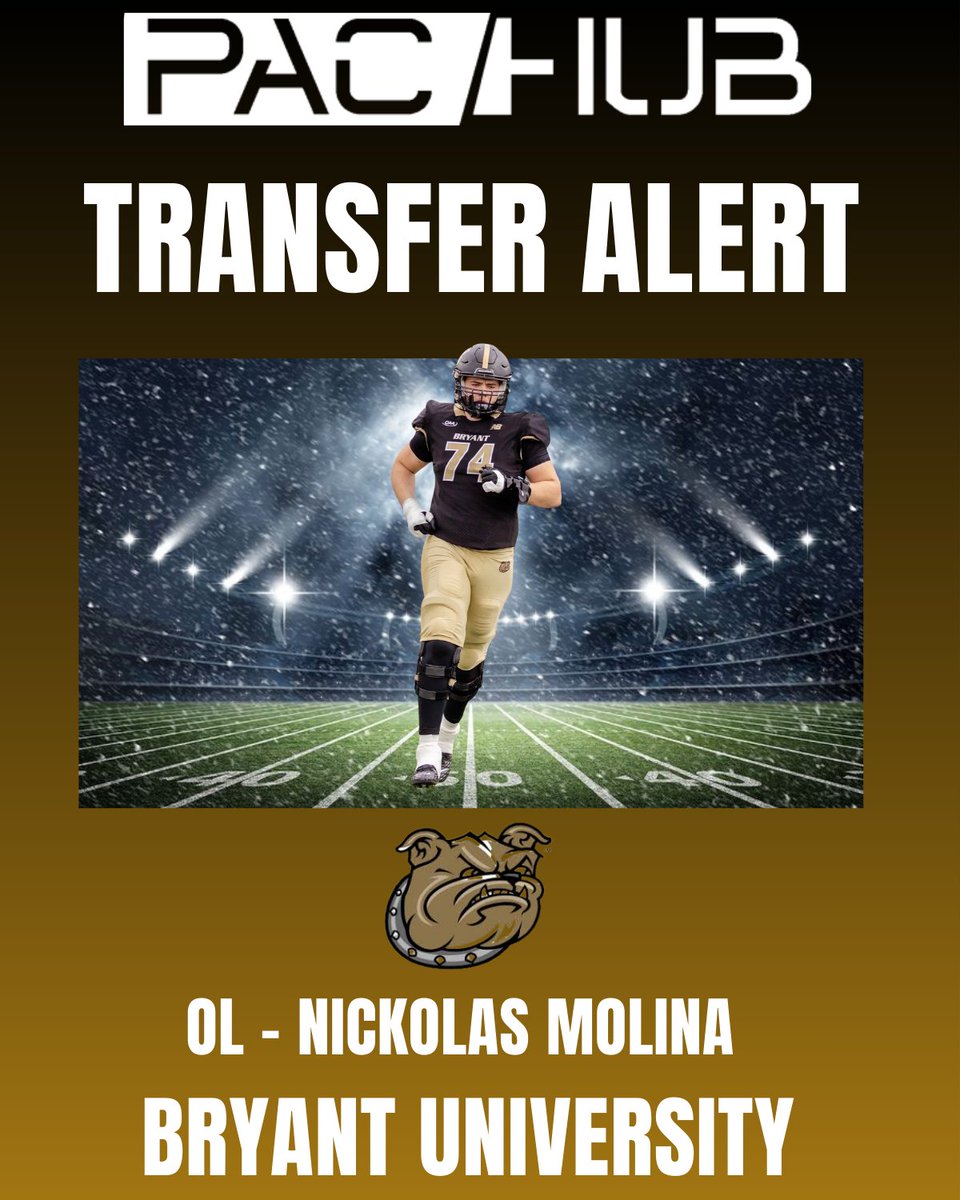 TRANSFER ALERT - Bryant University OL Nickolas Molina has entered the transfer portal! Molina is a grad transfer who stands at 6'7 310lbs.

<a href="/NickolasMolina5/">Nickolas Molina</a>