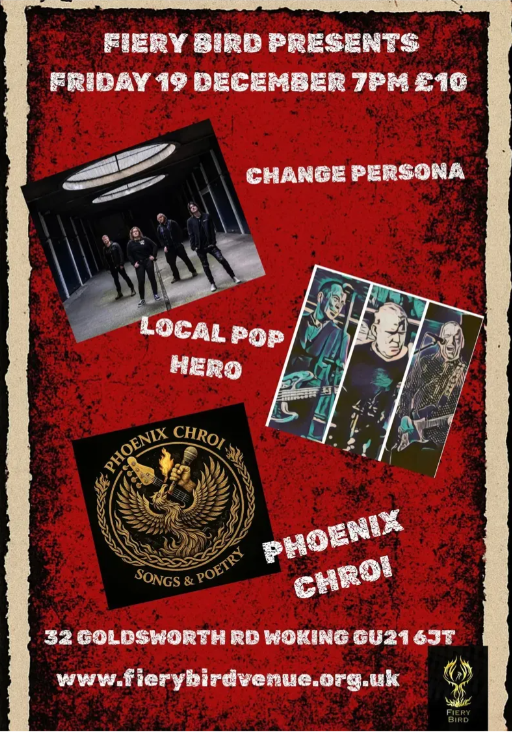changepersona's tweet image. Woking... IT'S ON! 🔥
We're playing at @FieryBirdVenue on Fri 19th Dec!
🚪  Doors at 7PM
🎟️ shorturl.at/Ao2eK