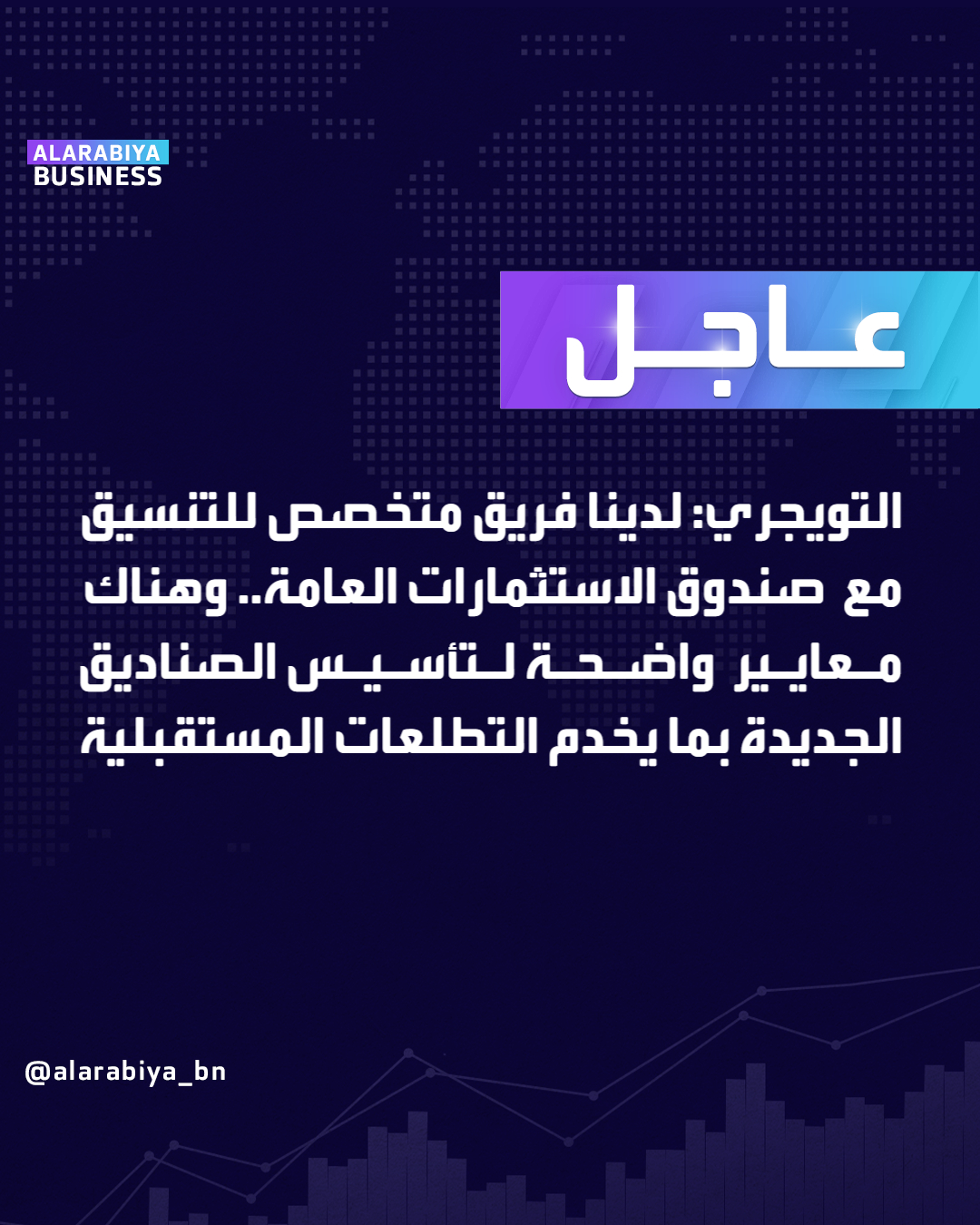 عاجل| التويجري: لدينا فريق متخصص للتنسيق مع صندوق الاستثمارات العامة.. وهناك معايير واضحة لتأسيس الصناديق الجديدة بما يخدم التطلعات المستقبلية _Business 