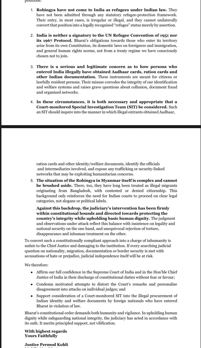 SouleFacts's tweet image. "𝐌𝐨𝐭𝐢𝐯𝐚𝐭𝐞𝐝 𝐜𝐚𝐦𝐩𝐚𝐢𝐠𝐧 𝐭𝐨 𝐝𝐞𝐥𝐞𝐠𝐢𝐭𝐢𝐦𝐢𝐬𝐞 𝐣𝐮𝐝𝐢𝐜𝐢𝐚𝐫𝐲" 

44 former Judges came out in support of CJI Suryakant, they issue a statement objecting to “motivated campaign targeting” Chief Justice of India Surya Kant for his comments concerning