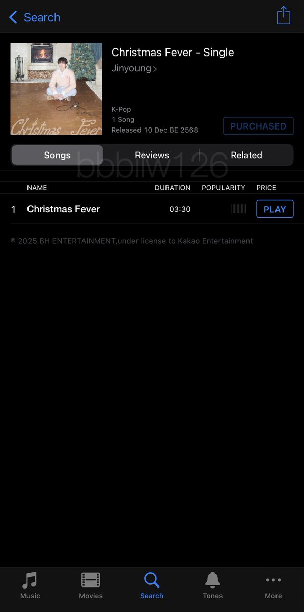 ใน iTunes ขึ้นแล้วนะคะ ไปซื้อฟังกันเยอะๆน้า 19บาทเอง ได้ฟังเสียงจินยองร้องเพลงแล้ว คุ้มค่ามาก 😭🎄🍑

CHRISTMAS FEVER OUT NOW

#Jinyoung_ChristmasFever 
#진영_크리스마스피버_음원공개

#JINYOUNG #진영 #Parkjinyoung #박진영 <a href="/JINYOUNG/">박진영</a>