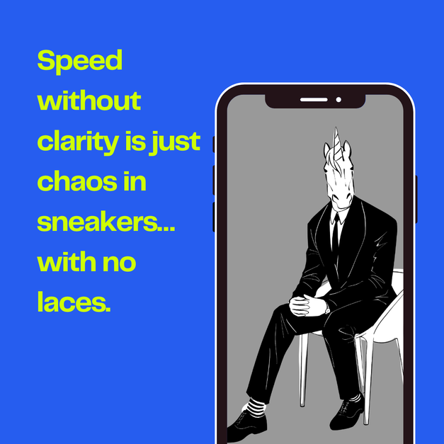 Everyone tells founders to “move fast.” 🏃‍♂️
But honestly… can you really move fast without clear thinking or direction?

And yet somehow, everyone still glorifies speed over sense.

To me, speed without clarity is just chaos in sneakers… with no laces. 👟

In 7+ years working