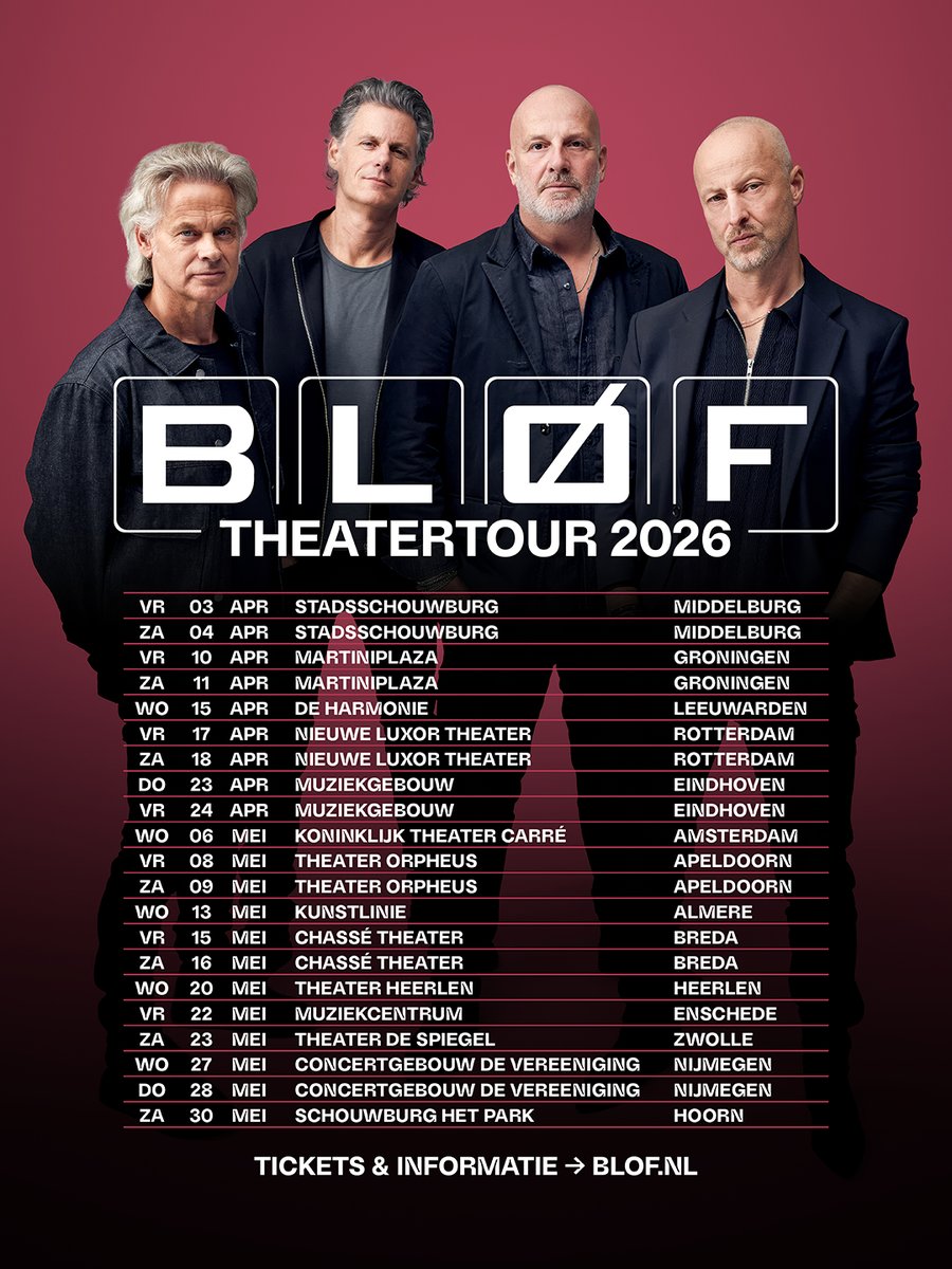 Op naar de theaters! Kaarten zijn nu verkrijgbaar via de websites van de theaters. Kijk op blof.nl/tour voor de speellijst en de juiste ticketlinks.