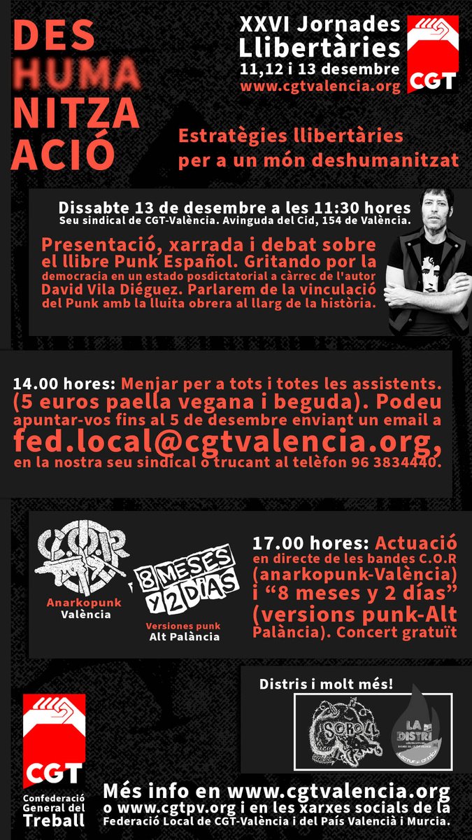 CGTvalencia's tweet photo. El jueves 11 de diciembre comienzan las vigesimo sextas Jornadas Libertarias de #CGT #València, CAÑA!!! #jornadaslibertarias