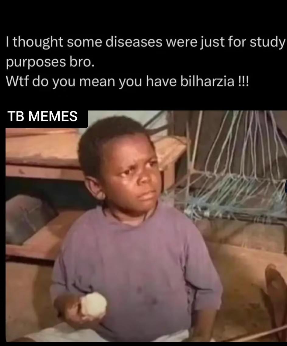 Horjelab14's tweet photo. Like, schistosomiasis where do you get it 😂 https://t.co/R1KQLAVW2S