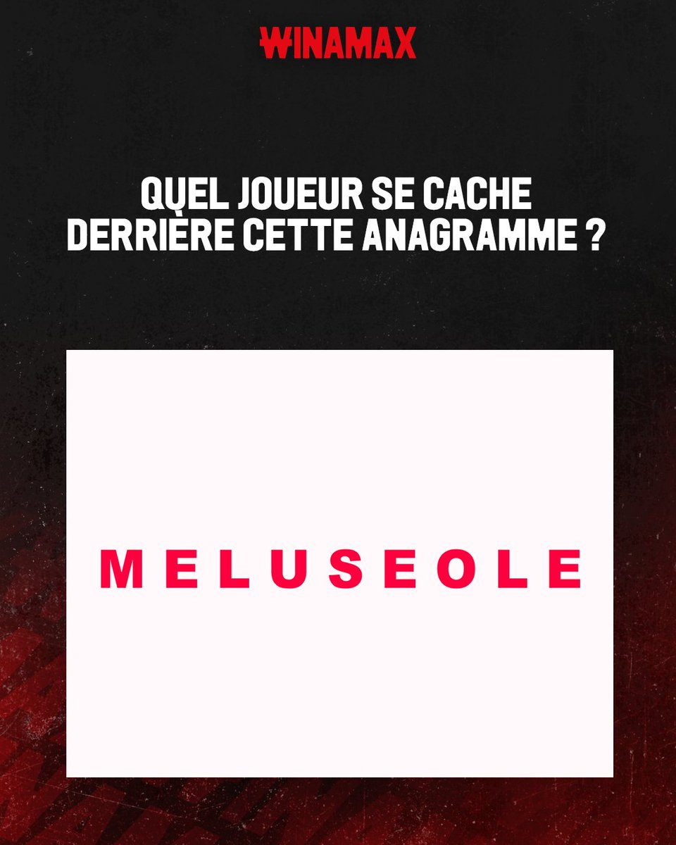 🤔 Qui se cache derrière cette anagramme ? 

🎁 10 x 20 € de Freebets à gagner !

👉 Pour participer : RT ce tweet, suivez <a href="/WinamaxSport/">Winamax Sport 🔞</a> et répondez en précisant votre pseudo Winamax.

⏰ Tirage vendredi !

📄 Règlement > bit.ly/ConcoursWina25