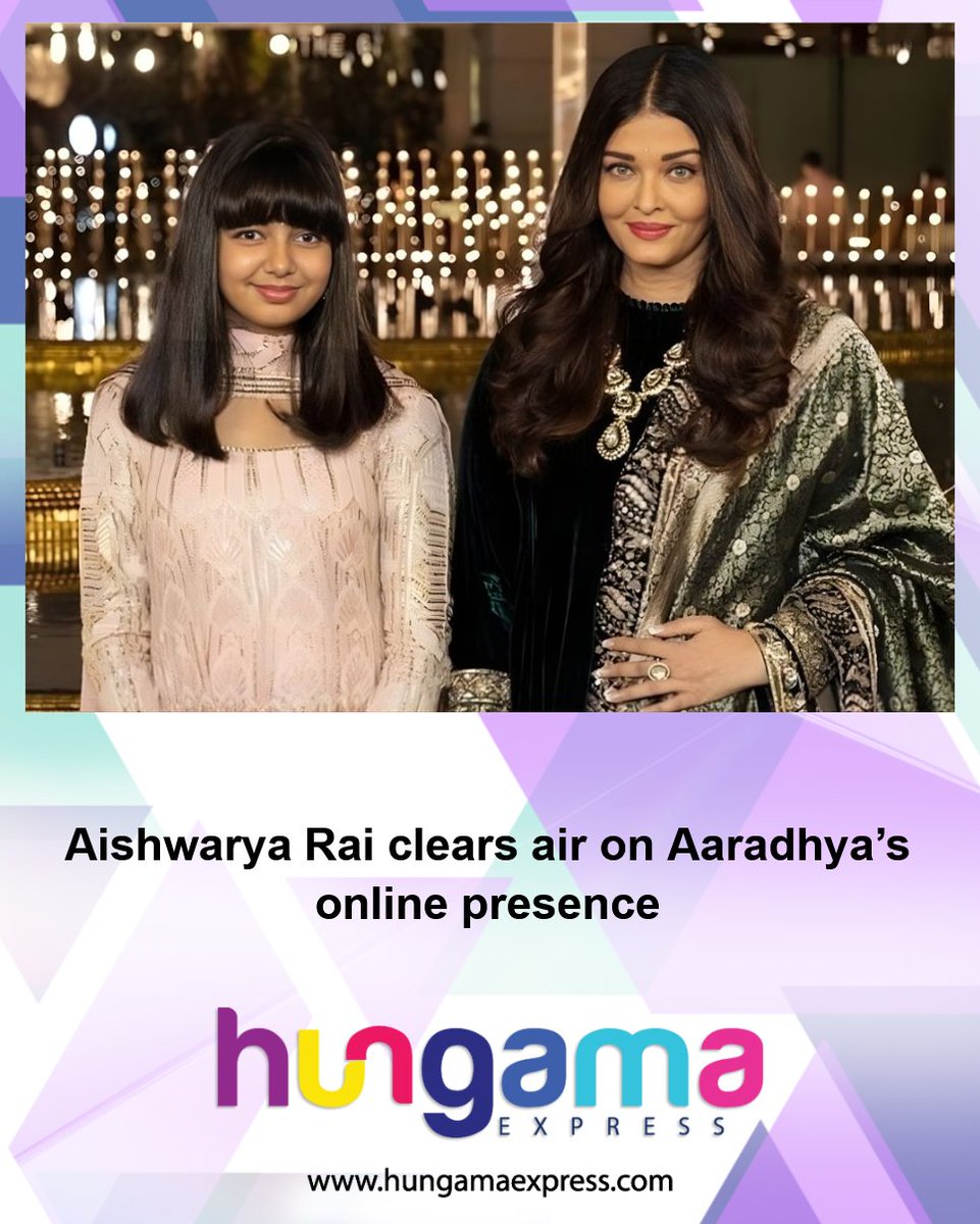 HungamaExpress's tweet image. Aishwarya Rai Bachchan sets the record straight amid rumours of Aaradhya Bachchan’s social media accounts

Read more: hungamaexpress.com/news/36814-ais…

#AishwaryaRaiBachchan #AaradhyaBachchan #SocialMediaTruth #CelebrityLife #DigitalWellbeing #Trendingnow #HungamaExpress