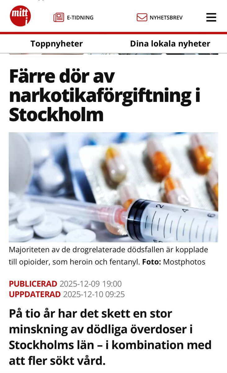 Goda nyheter! Den som verkligen vill minska sjukdom och död till följd av narkotika bör fokusera på vård och behandling, inte straffrätten.

Länk i svar.