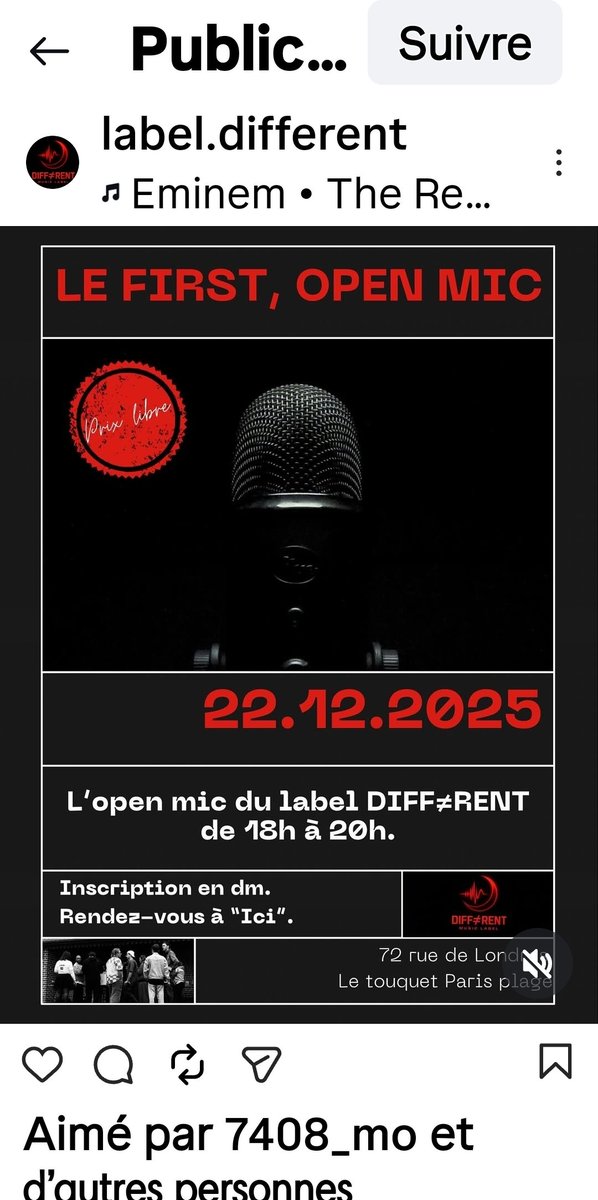 LE FIRSTTTTTT !
Quel plaisir de vous annoncer ce super projet !
Le tout premier open mic du label arrive chez iCi, 72 rue de Londres au Touquet 🎤🔥

Seb vous reçoooit ! 🙌
@label.different