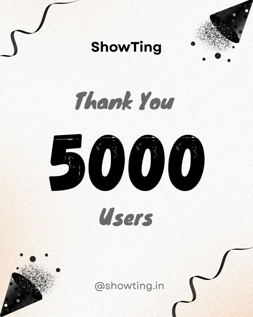 showtingdotin's tweet photo. We have hit 5000+ users and crossed 50+ subscribers !
Thank you for all the support β€οΈπ₯!
#ShowTing https://t.co/eCxg6ozHRy