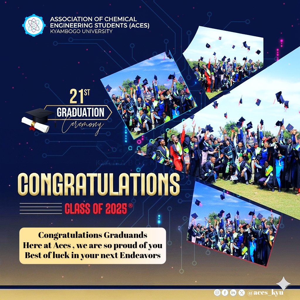 🎓 Congratulations to the Class of 2025! 🎉
From all of us at ACES – Association of Chemical Engineering Students, we celebrate your hard work, resilience and dedication.

Wishing every graduand success, growth and endless opportunities in your next journey. 🚀✨