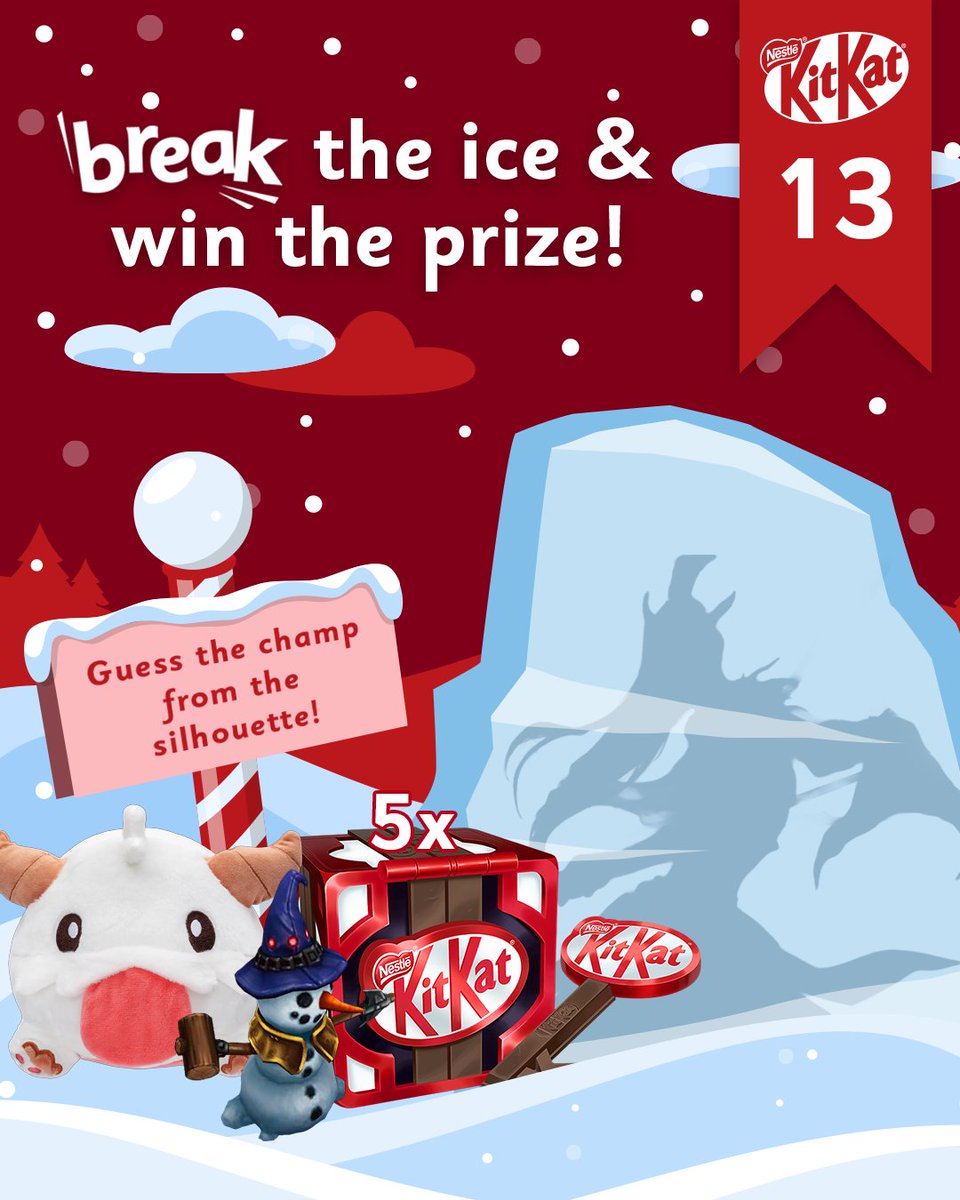 Break the Ice &amp; Win the Prize! - Day 13 ❄️

Today we have some sweet prizes for you to win: one White Poro Plush, one Snowman Ward Skin and 5 KitKat Hextech Chests☃️

To enter:
➡️ Follow <a href="/KITKATGaming/">KITKAT Gaming 🎮</a>
➡️ Like, repost and comment the correct answer!

18+, worldwide
T&amp;Cs: