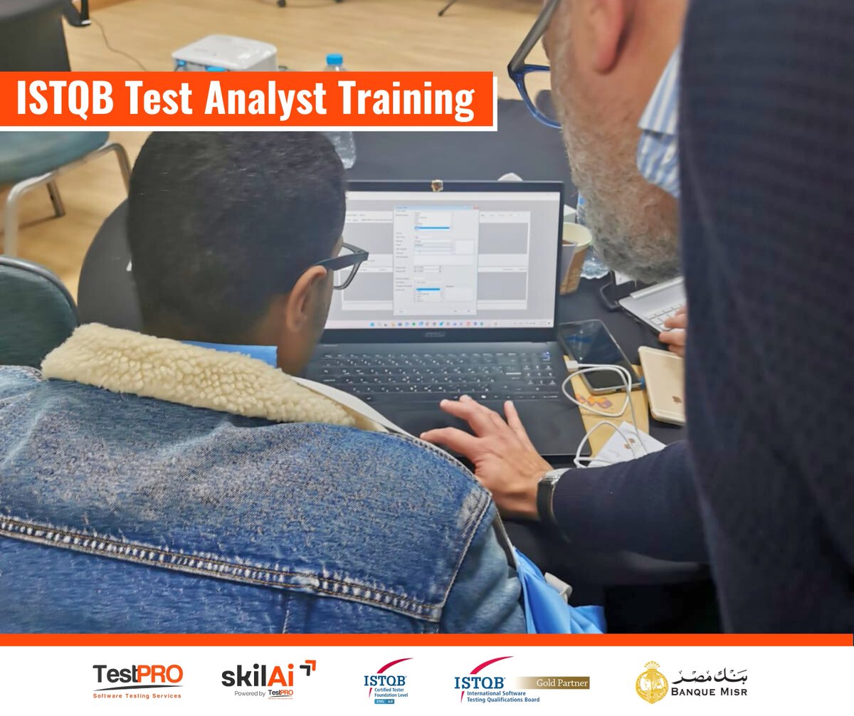 testproeg's tweet image. We’ve just completed Day 3 of the ISTQB – Test Analyst Training with @BanqueMisr.
Today&apos;s session, expertly led by Samer Desouky - سامر دسوقي.

📞 +971 54 454 2341
📞 +20 102 190 2447

#SoftwareTesting #ISTQB #TestAnalyst #BanqueMisr #TestPRO #Training