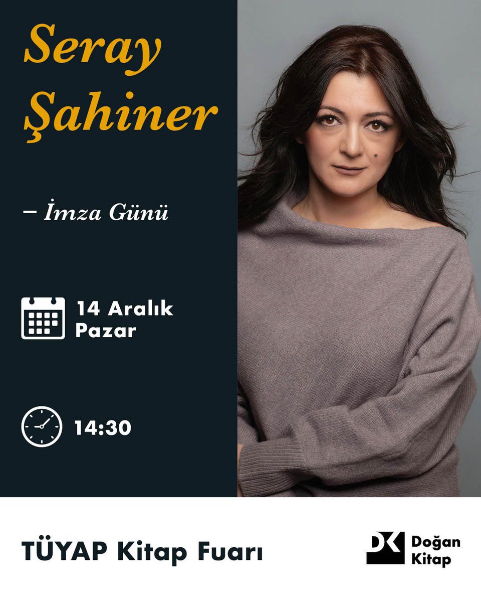 seraysahiner's tweet photo. Bir mevsim olarak İstanbul Tüyap Kitap Fuarı…
Bu Pazar ( 14 Aralık) saat 14.30’da İstanbul Tüyap Kitap Fuarı, Doğan Kitap standında imza günündeyim. Tanışmaya, muhabbete bekleriz.
#vatanmilletsamatya @dogan_kitap @kitapfuari @Tuyap 
#istanbulkitapfuarı #tüyap #tüyapkitapfuarı https://t.co/10hxtaLmJ9