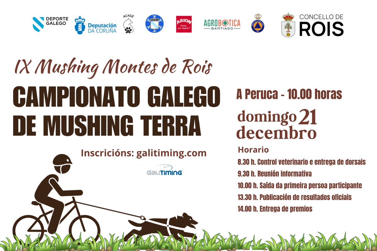 CAMPEONATO <a href="/Xunta/">Xunta de Galicia</a> DE MUSHING TIERRA 2025 🐕‍🦺
Hasta el 14 de diciembre estás a tiempo de inscribirte al Campeonato Xunta de Galicia 🥇de #Mushing Tierra @fgdinvierno que se disputa el 21 de diciembre 📅 en <a href="/concelloderois/">Concello de Rois</a>
fgdi.es/web/campionato…
<a href="/patrybelga/">acade</a>
