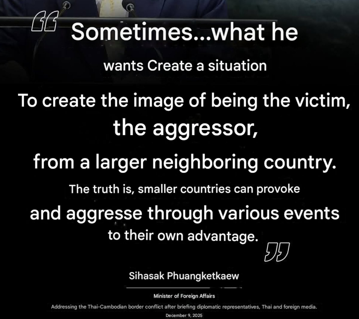Sometimes...what he wants Create a situation
To create the image of being the victim ... 

 🇹🇭#ทำลายให้สิ้นสภาพ #ชายแดนไทยกัมพูชา #CambodiaOpenedFire #CambodiaOpenedFireFirst