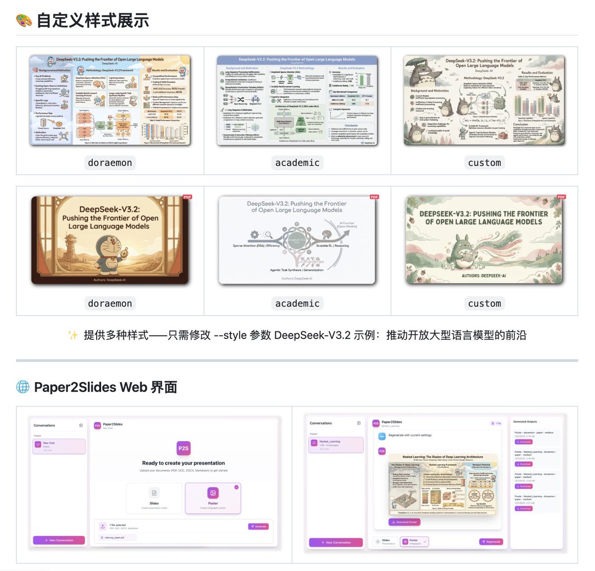 讀論文寫PPT,最頭痛的是從幾十頁論文裡提煉要點,還要配圖、排版、調格式,一套流程下來幾個小時就沒了。
最近在GitHub 上看到Paper2Slides 這個開源工具,一條指令就能把論文、報告轉成專業級投影片和海報。
基於檢索增強生成