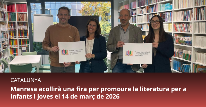 llenguacat_CAT's tweet photo. 📚 El 14 de març de 2026 organitzem, juntament amb la @UManresa i l’@ajmanresa, la primera Fira del Llibre Infantil i Juvenil en Català de Manresa.

✨ Una jornada per celebrar la lectura en català! https://t.co/2aqBULLHU3