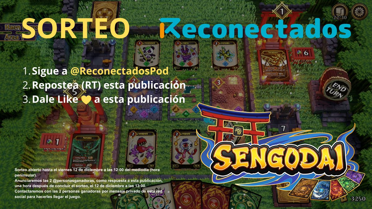 #SORTEO de 2 copias de #Sengodai, viciante roguelike de cartas que sale este viernes

Participa en 3 pasos:
1⃣Sigue a <a href="/ReconectadosPod/">Reconectados Videojuegos</a> aquí en X.
2⃣Dale RT (repostea🔃) este post.
3⃣Dale LIKE❤️ a esta publicación.

Fin de sorteo y ganadores el 12 de diciembre a las 13h
🍀¡SUERTE!