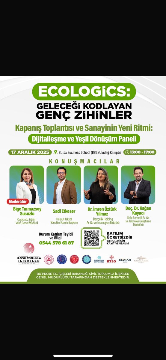🌟 Bursa’dan Model: Geleceği Yeniden Tasarlamak İçin Buluşuyoruz

📍 17 Aralık Çarşamba
🕒 13.00
📌 Bursa Business School

🎟 Katılım ücretsizdir.

Gelin, geleceğin dönüşümünü birlikte tasarlayalım!

Firma ve akademisyenler için katılım teyidi iletişim: 0544 578 61 87 👍