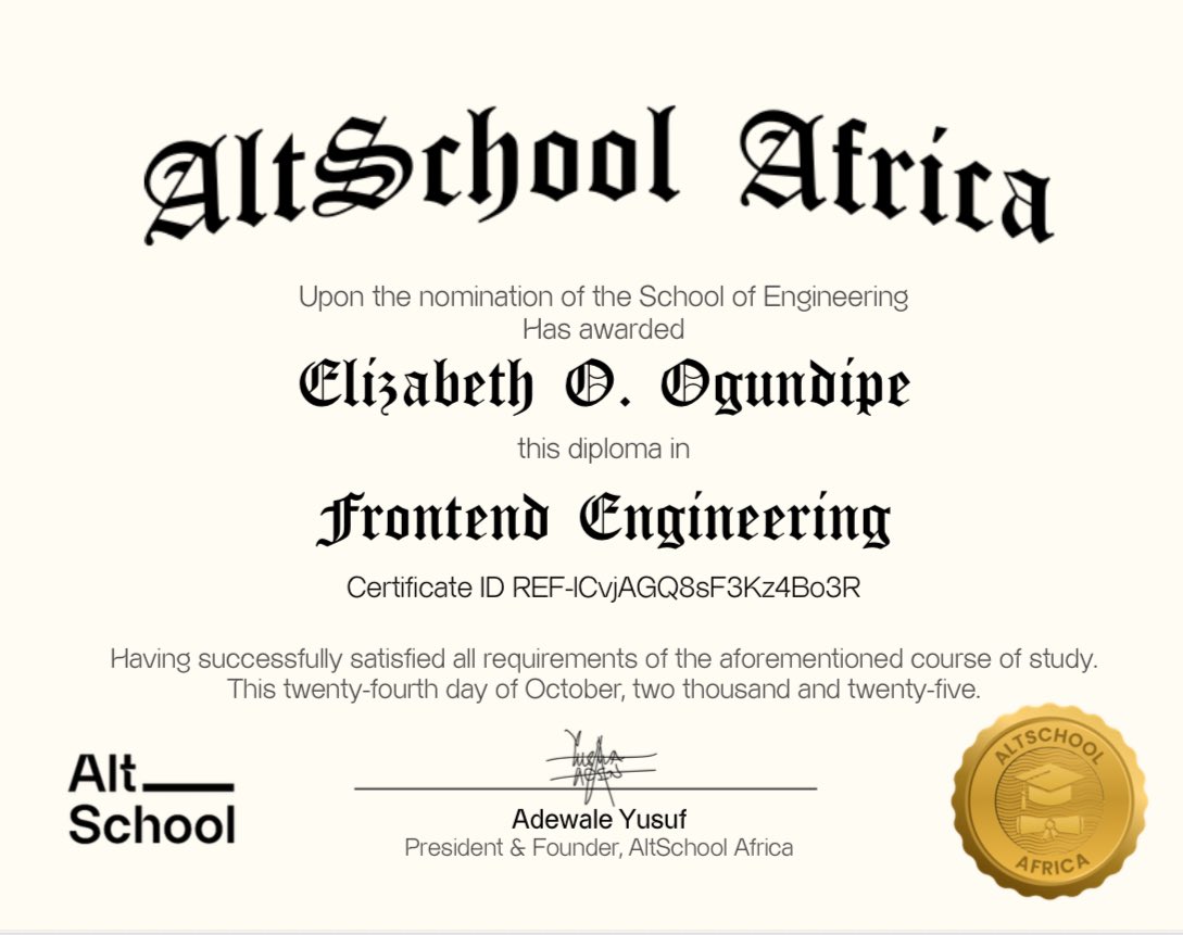 elizabeth_oo_1's tweet image. It’s finally official!

I am happy to share that I have completed and received my certification for the front-end development course I started last year.

#FrontEndDeveloper #TechJourney #CodingLife #CSS #JavaScript #React #VueJS #Typescript #Motivation #AltGrad25 #Tinyuka’25