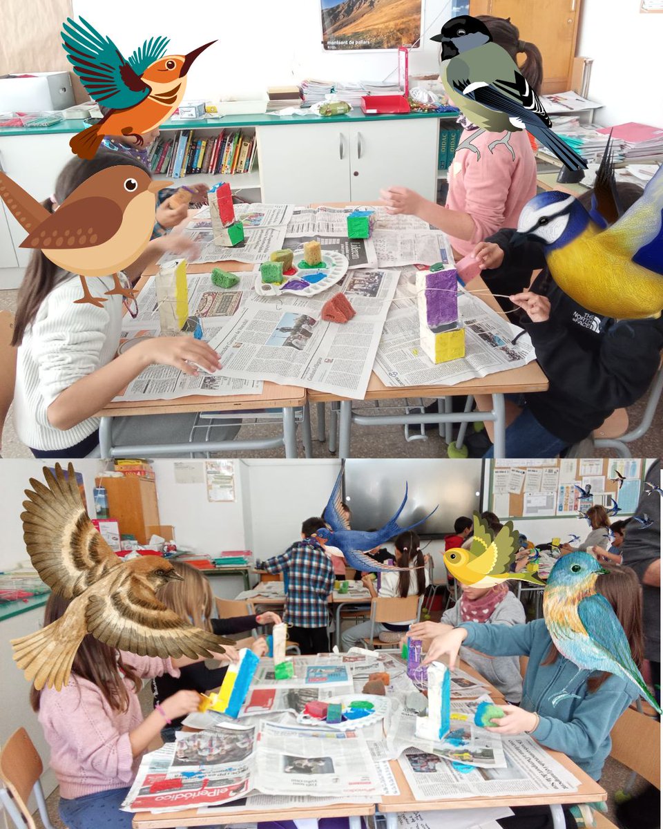 La setmana passada vam fer un taller a l'Escola #Ribagorçana per conèixer els ocells de la comarca. Vam descobrir-ne  peculiaritats a través d'un conte, i després els vam construir menjadores amb material reciclat per a que tinguin un suplement de calories per passar l'hivern.