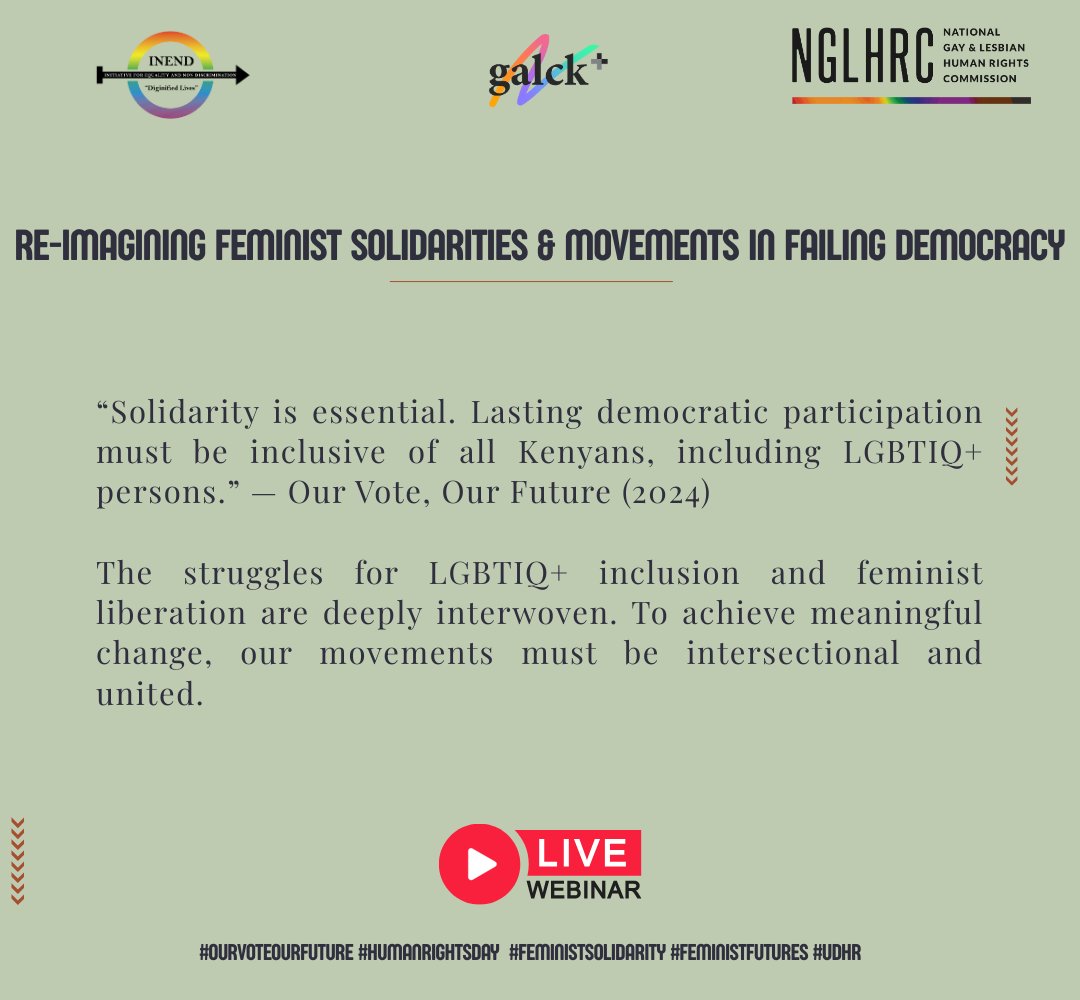 Feminist liberation and LGBTQ+ inclusion are two sides of the same UDHR promise. Both demand dismantling structural discrimination, challenging patriarchal and heteronormative norms, ensuring full participation, safety, and dignity for all.  #FeministSolidarity #FeministFutures
