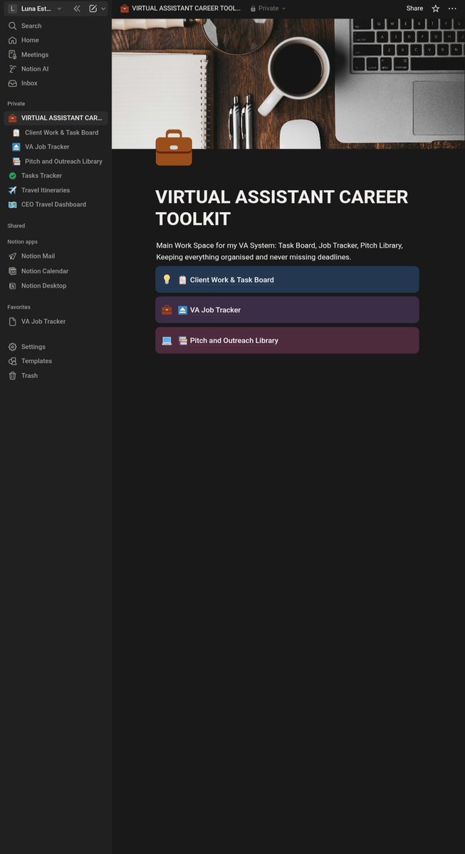 ronnipearl12's tweet image. Being a VA isn’t just completing tasks. It’s about systems, processes, and credibility.
I built reusable boards, trackers, and documents to keep work organized, communication smooth, and results measurable.
#VAcareer
#CareerGrowth
#NotionWorkspace
#TaskManagem