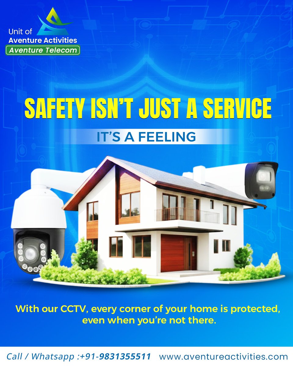 aventuretelecom's tweet photo. Smart CCTV for smarter safety.
Protect your home 24/7 with Aventure Activities.
📞 +91-9831355511 | https://t.co/WQbq3wlw7k

#Telecom #CCTV #Safety #service https://t.co/2RmLDxZi4F