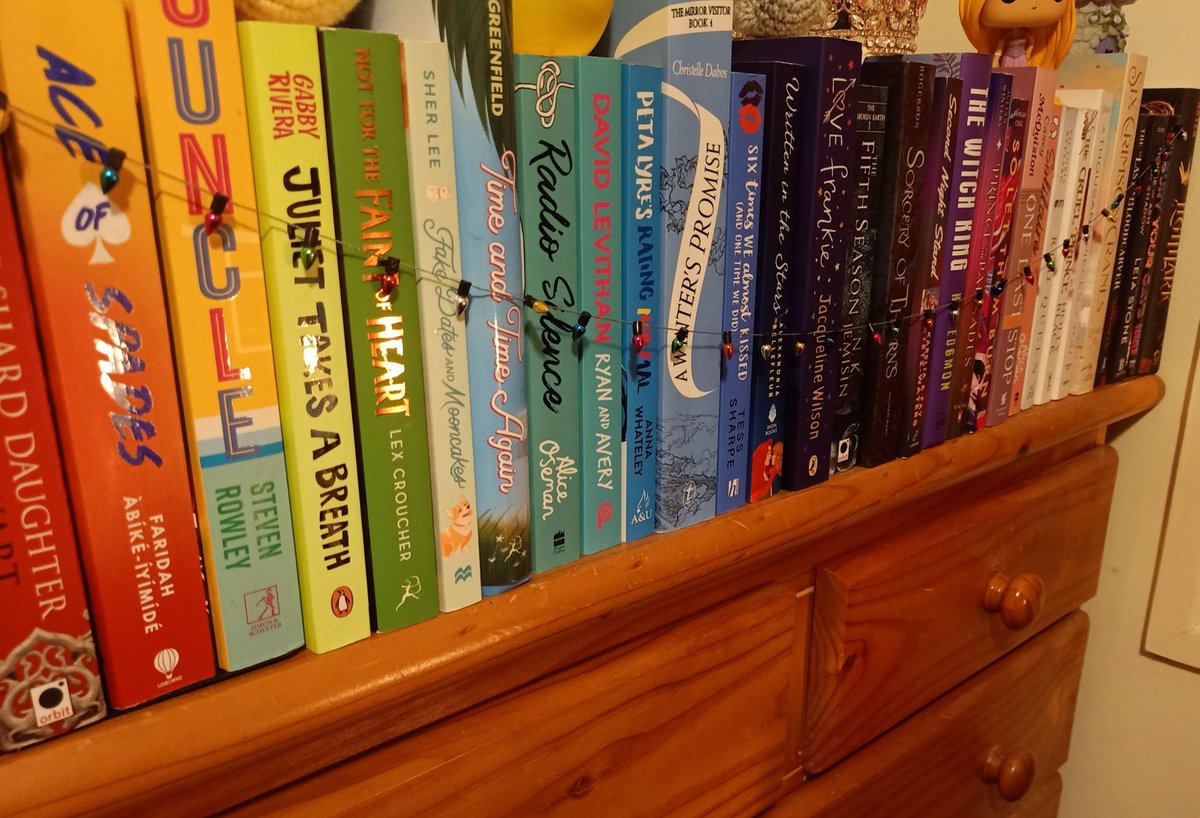 cloudstarcloud's tweet image. Made my tbr shelf a little Christmassy! 🎄