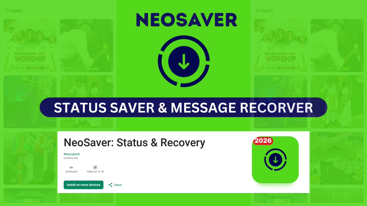 Jidmic's tweet photo. Need to recover deleted WhatsApp messages or save statuses? We just dropped the perfect tool on the Play Store.

🔥 Get it here: https://t.co/ff9i2r8IsU

#Neocytech #WhatsAppTricks #StatusSaver #RecoverMessages #AndroidApp #TechTips #NewAppAlert #WhatsAppTools https://t.co/C9az3Pwaab
