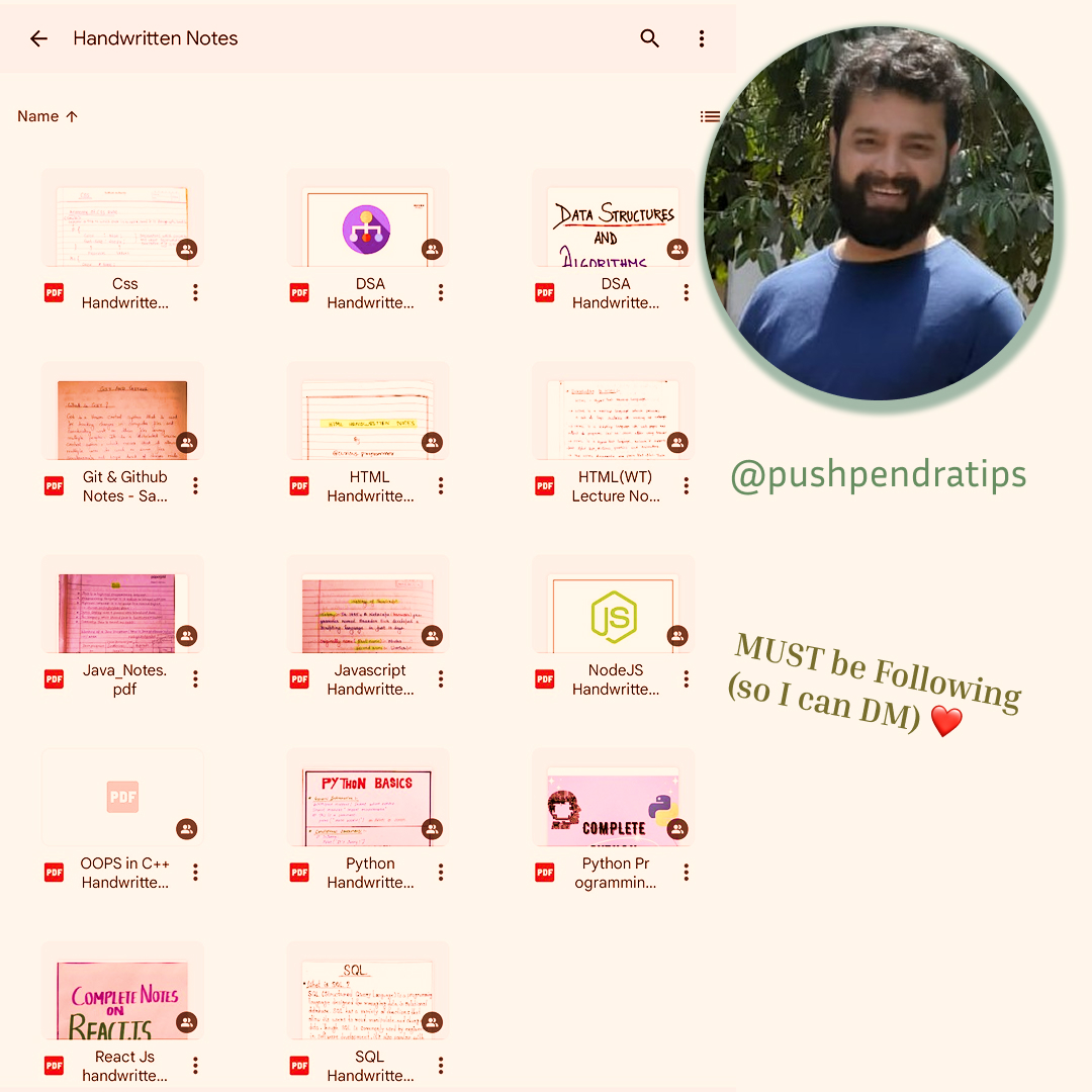 pushpendratips's tweet image. 💚 Become a Full-Stack Developer — for FREE!

Everything you need to go from Beginner → Pro 👇

💚 HTML → React → Next.js
💚 Node.js → APIs → TypeScript
💚 Python → SQL → AWS
💚 DSA → OOP → JWT
💚 35+ MERN Projects + Interview Prep
💚 Handwritten Notes

✨ Learn…