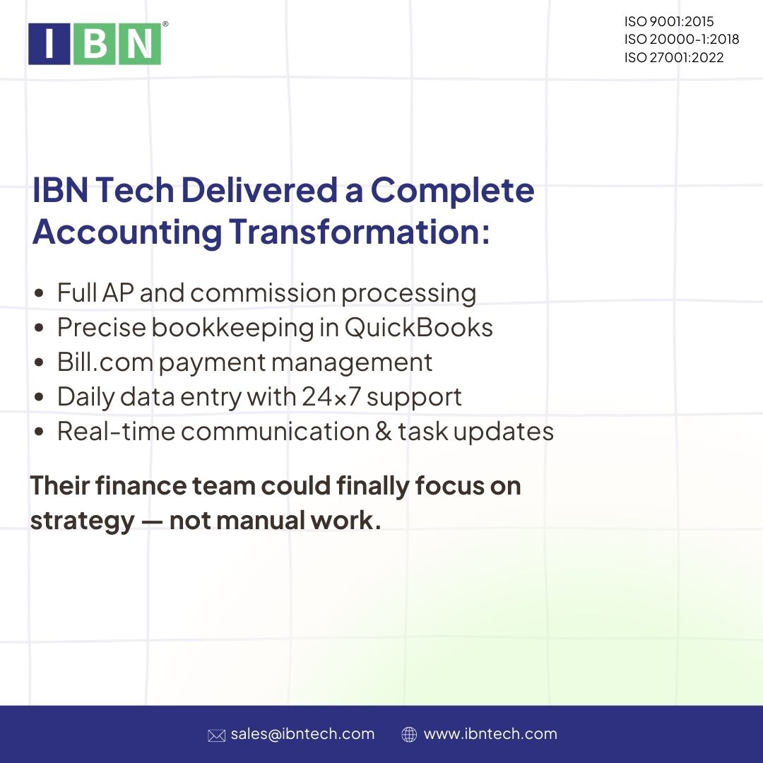 IBNTechnology's tweet photo. How an insurance firm scaled from 80 → 480 hrs/month with IBN’s accounting support.
Results:
✔ 99% accuracy
✔ Smooth month-end
✔ No extra hiring
✔ CFO freed from manual work
✔ Scalable support as they grew
Ready to streamline your accounting ops? We’re here to help. https://t.co/d0g0203lX5