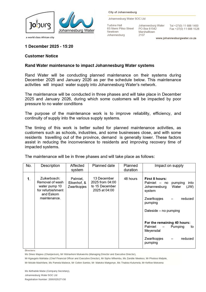 Johannesburg Water tweet media