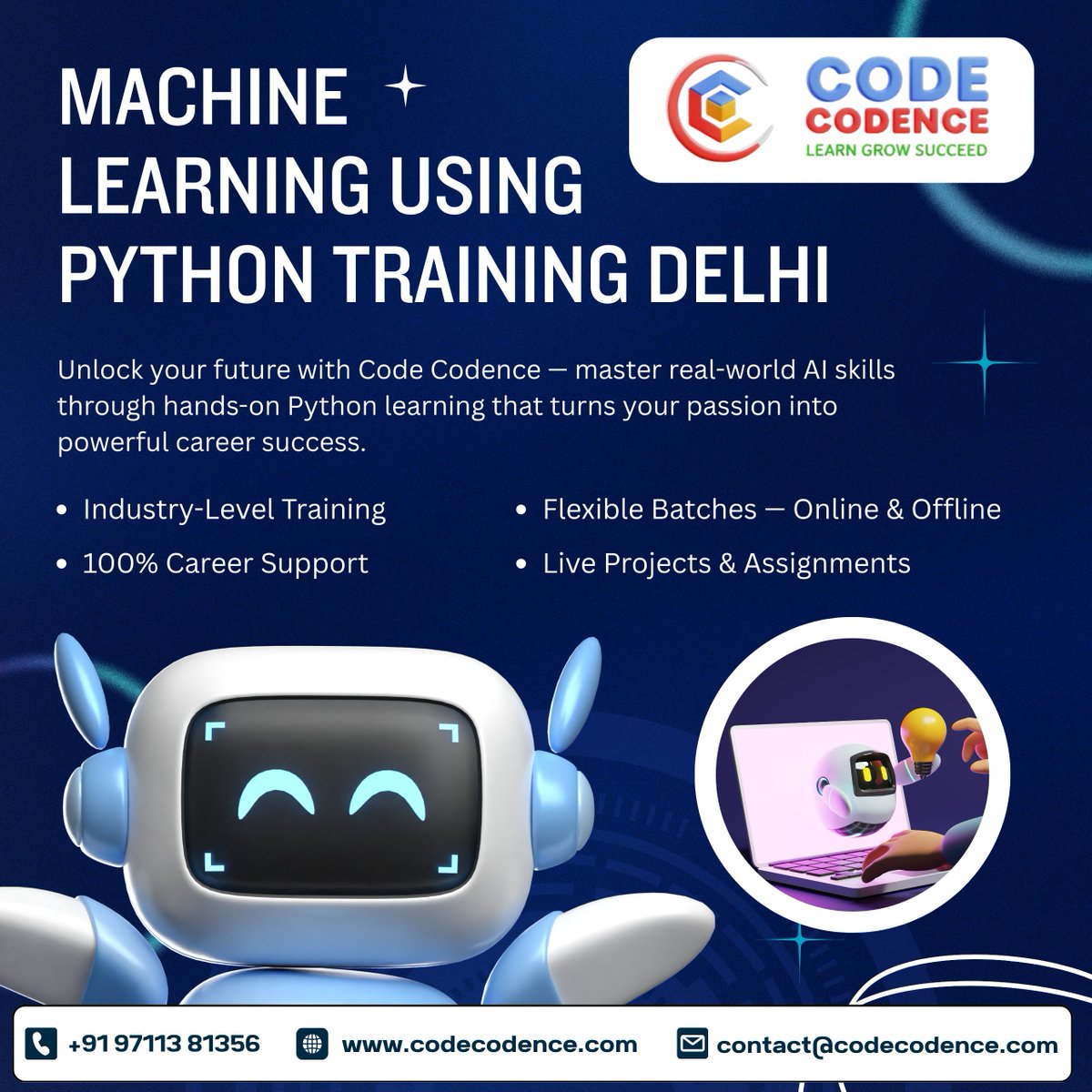 CodeCodence's tweet image. 🚀Build your AI career with Delhi’s most practical Machine Learning Using Python Training.

Hands-on projects, expert mentors &amp;amp; 100% career support — everything you need to become industry-ready.

Start your journey with Code Codence today!
🌐codecodence.com

#CodeCodence