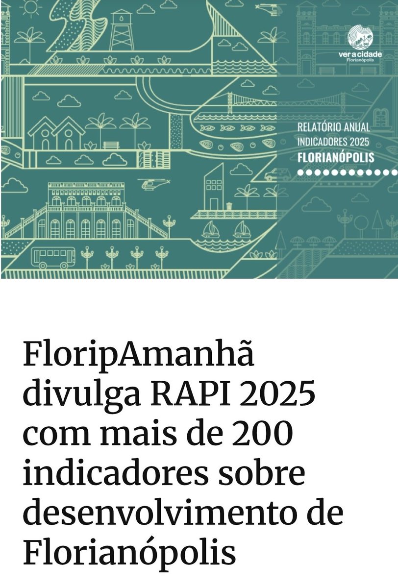Relatório técnico monitora 205 indicadores nas dimensões ambiental, urbana e fiscal, oferecendo radiografia completa do desenvolvimento da capital.
deolhonailha.com.br/florianopolis/…