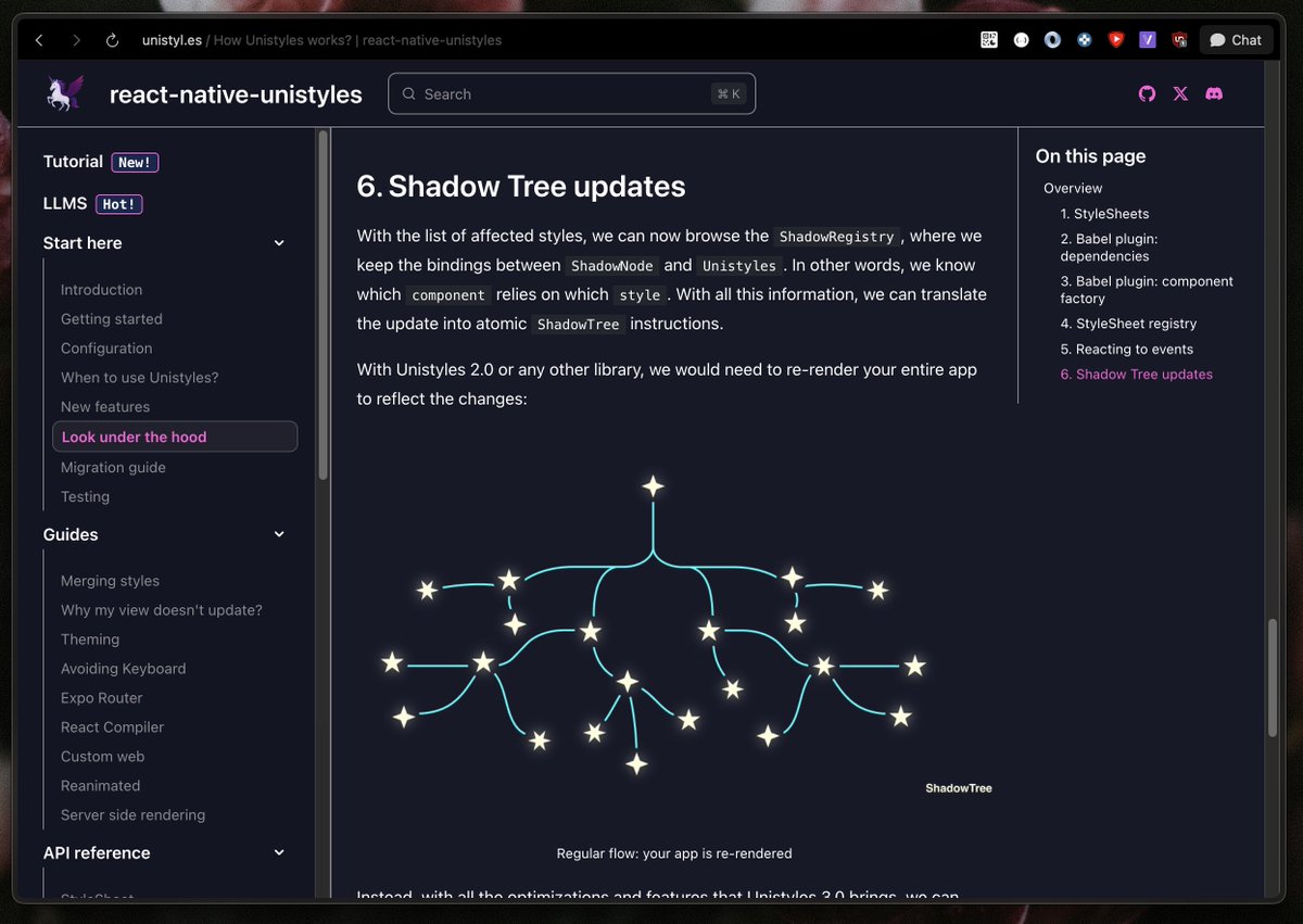 I was thinking about Unistyles v3 approach of directly modifying the shadow node on the C++ side to avoid re-rendering

This was made to have better performance when for instance the theme change and a lot of components need to update

Does this mean that in RN the VDom is the