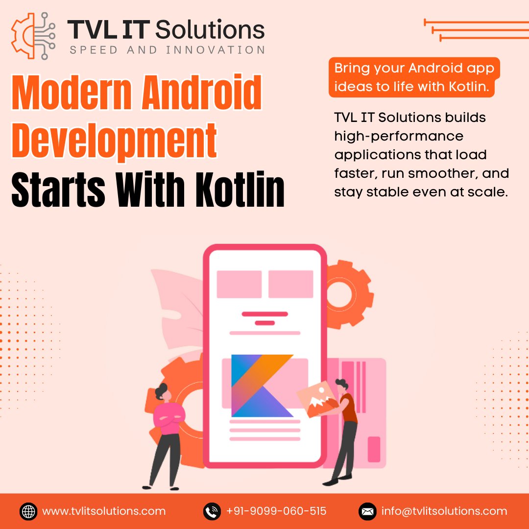 TVL_IT_Solution's tweet image. Build fast and dependable Android apps using Kotlin. TVL IT Solutions delivers secure, scalable mobile products ready for real-world users. 👉 Explore services: tinyurl.com/3966wfv8
#kotlindevelopment #androiddev #tvlitsolutions