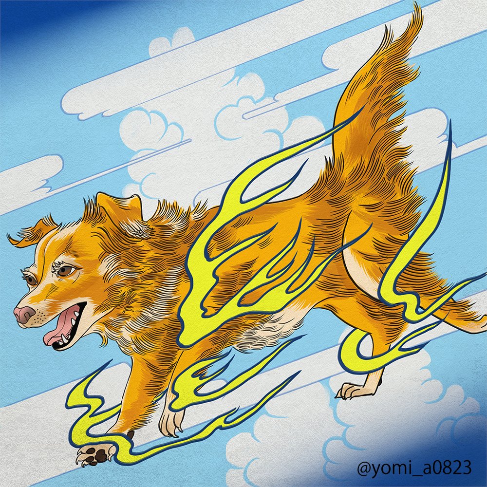 こちらのワンちゃんの浮世絵風似顔絵を描かせていただきました